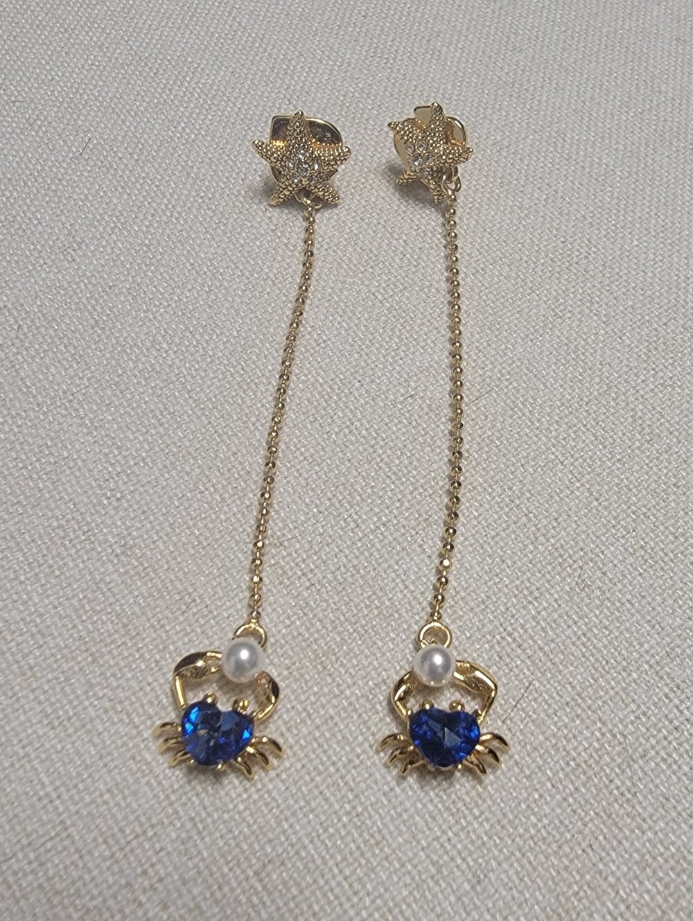 Kate Spade Sea Star Crab Linear Drop Earrings Blue